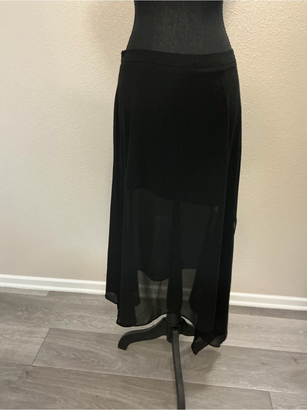 Flowing Black Asymmetrical Hem Women's Skirt - Picture 4 of 5